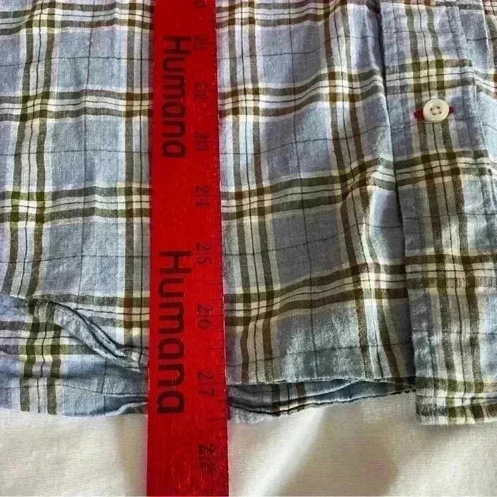 DANIEL CREMIEUX Men's Size Small Button Shirt Blue Tan Plaid Casual Cotton - Picture 6 of 7